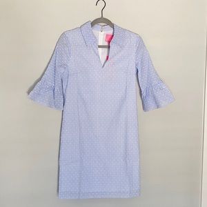 Seersucker bell sleeve dress